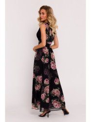 M781 Chiffon maxi dress with leg split - model 1