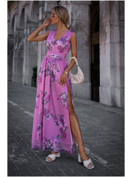 M781 Chiffon maxi dress with leg split - model 3