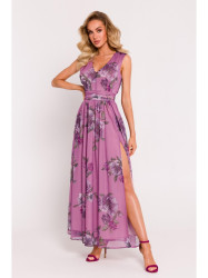 M781 Šifoninė maksi suknelė su kojų skeltuku - 3 modelis