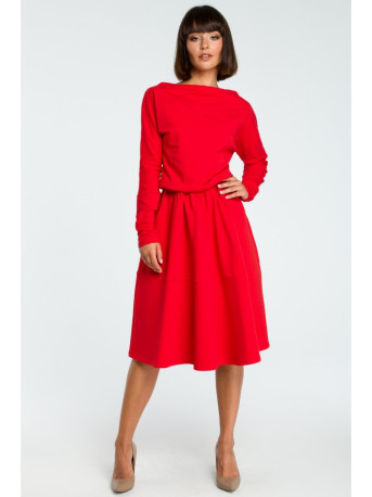 B087 Dress fit and flare midi - red