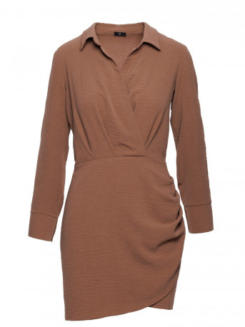 M783 Mini dress with a collar - chocolate