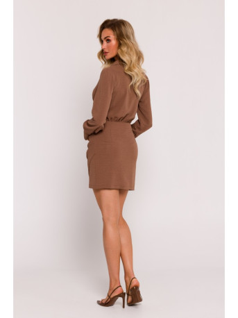 M783 Mini dress with a collar - chocolate