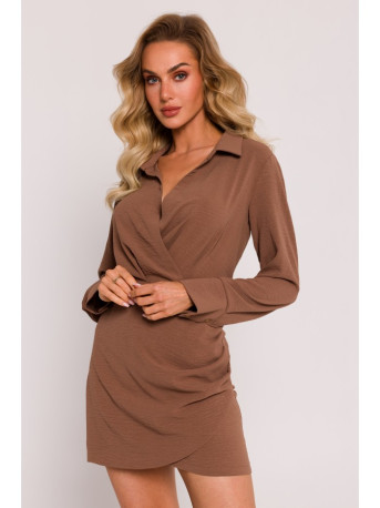 M783 Mini dress with a collar - chocolate