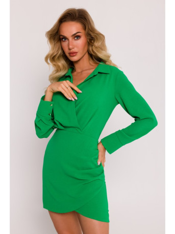 M783 Mini dress with a collar - green
