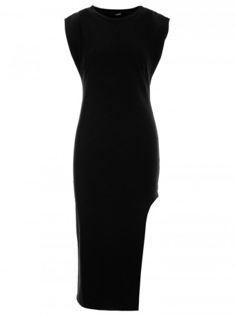 M787 Leg cutout tube dress - black
