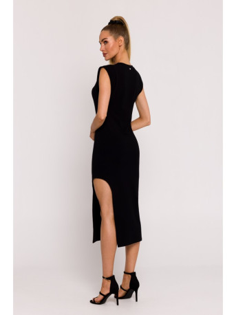 M787 Leg cutout tube dress - black