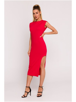 M787 Leg cutout tube dress - red
