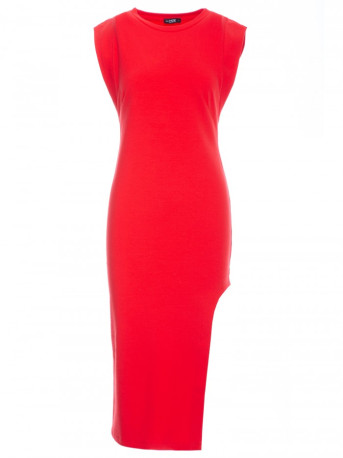 M787 Leg cutout tube dress - red