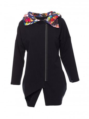 B091 Oversized zipped hoodie - black