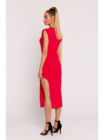 M787 Leg cutout tube dress - red