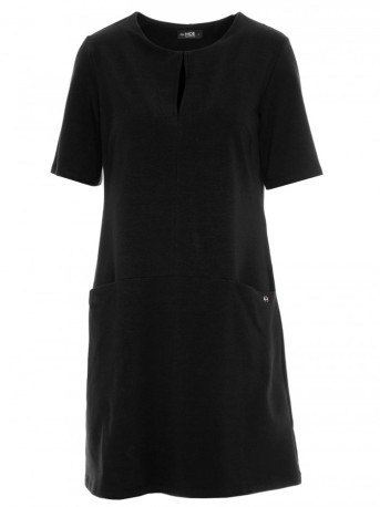 M788 Trapeze dress with front pockets - black