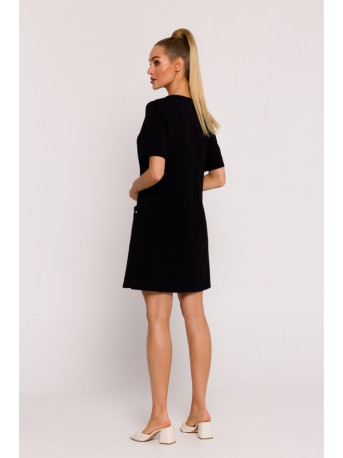 M788 Trapeze dress with front pockets - black