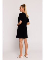 M788 Trapeze dress with front pockets - black