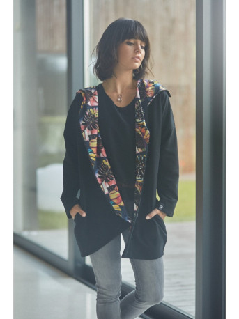 B091 Oversized zipped hoodie - black