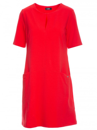 M788 Trapeze dress with front pockets - red
