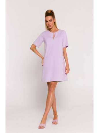 M788 Trapeze dress with front pockets - purple