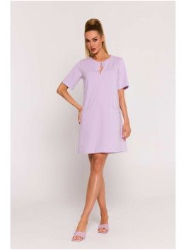 M788 Trapeze dress with front pockets - purple