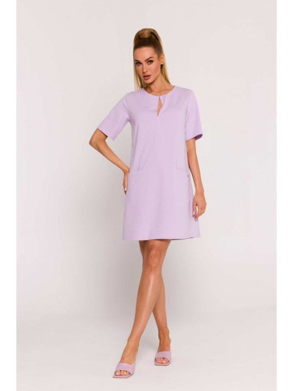 M788 Trapeze dress with front pockets - purple