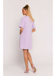 M788 Trapeze dress with front pockets - purple