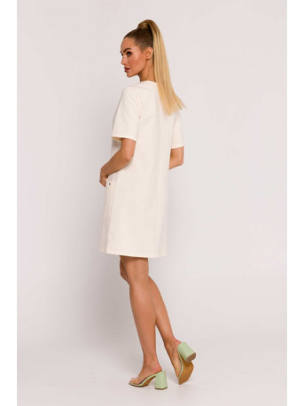 M788 Trapeze dress with front pockets - cream