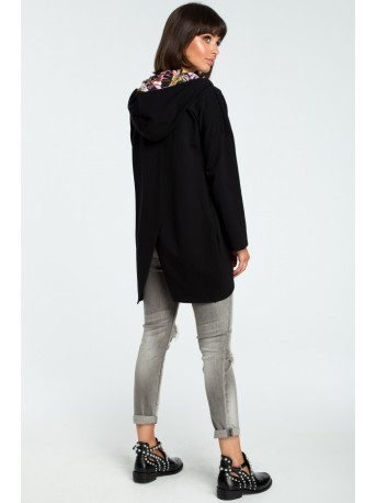 B091 Oversized zipped hoodie - black