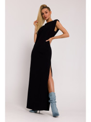 M790 Shoulder pad maxi dress - black
