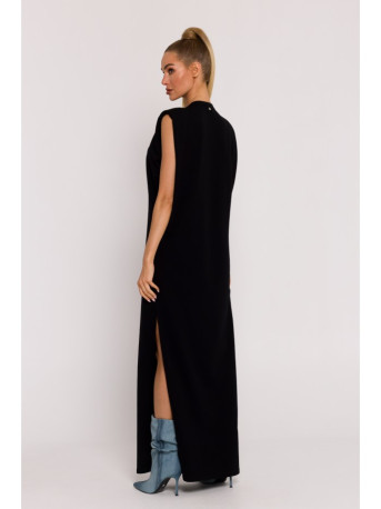 M790 Shoulder pad maxi dress - black