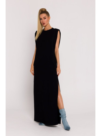 M790 Shoulder pad maxi dress - black