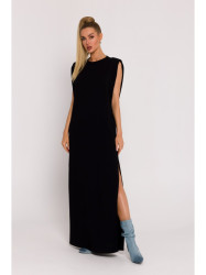 M790 Shoulder pad maxi dress - black