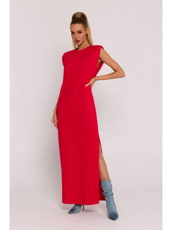 M790 Shoulder pad maxi dress - red