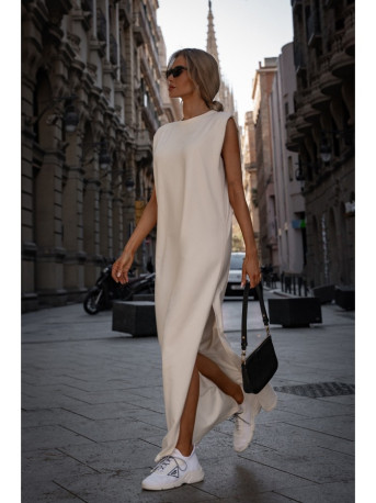 M790 Shoulder pad maxi dress - cream