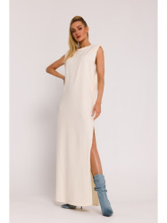 M790 Maksi suknelė su petnešėlėmis - kreminė