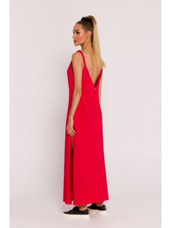 M791 Deep V-neck maxi dress - red