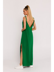 M791 Maksi suknelė su gilia V formos iškirpte - žalia