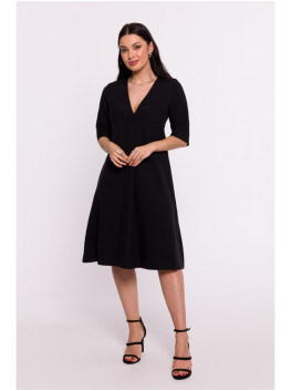 B280 V-neck trapeze dress - black