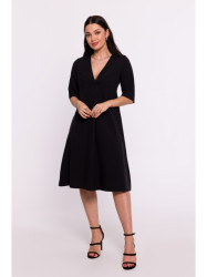 B280 V-neck trapeze dress - black