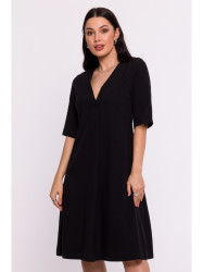 B280 V-neck trapeze dress - black