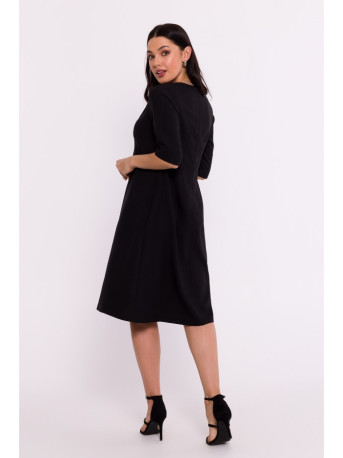 B280 V-neck trapeze dress - black