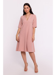 B280 V-neck trapeze dress - pink