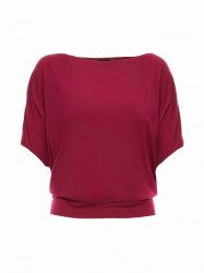 B287 Viscose top with an off-shoulder neckline - maroon