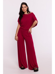 B287 Viscose top with an off-shoulder neckline - maroon