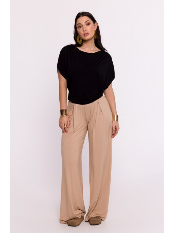 B287 Viscose top with an off-shoulder neckline - black