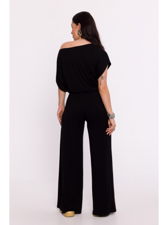 B287 Viscose top with an off-shoulder neckline - black