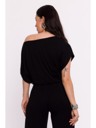 B287 Viscose top with an off-shoulder neckline - black