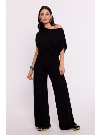 B287 Viscose top with an off-shoulder neckline - black
