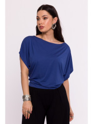 B287 Viscose top with an off-shoulder neckline - blue