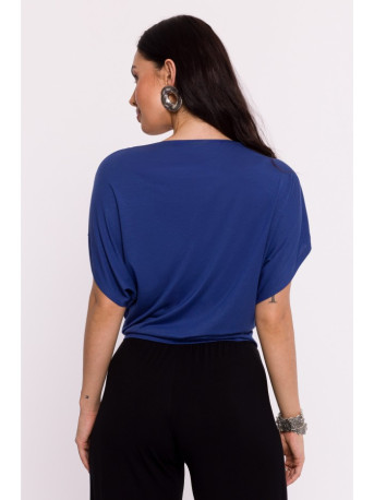 B287 Viscose top with an off-shoulder neckline - blue