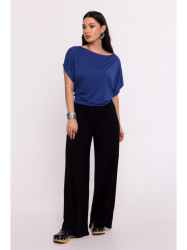 B287 Viscose top with an off-shoulder neckline - blue