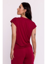 B288 Viscose wrap top with V-neck - maroon
