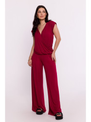 B288 Viscose wrap top with V-neck - maroon